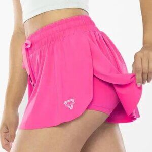 Keiki Kona 2 in 1 Flowy Fitness Shorts - Small - Hot Pink